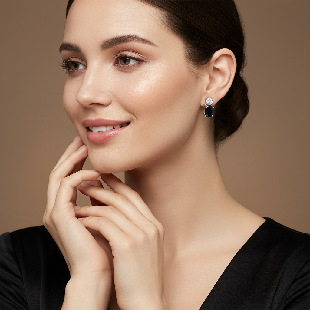 Midnight Grace Sapphire Earrings