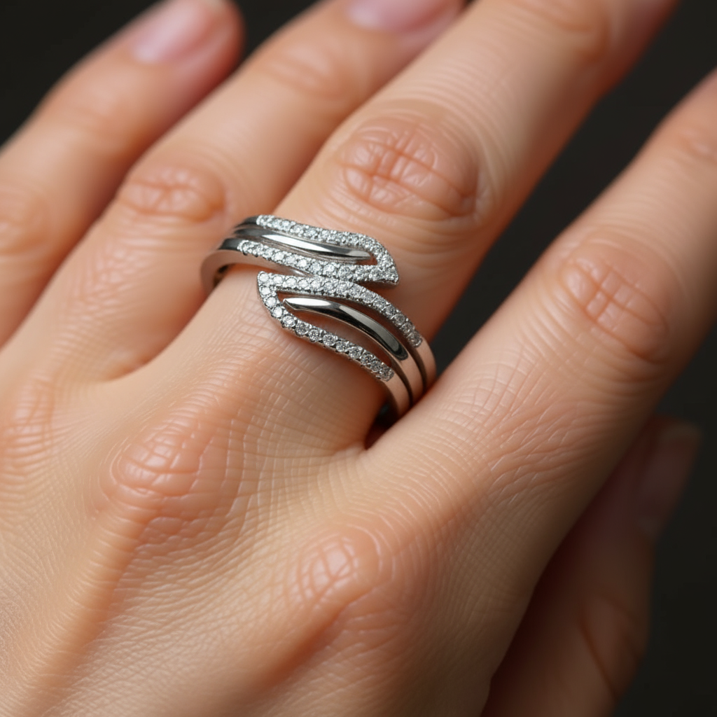 Radiant Diamond Rhodium Ring