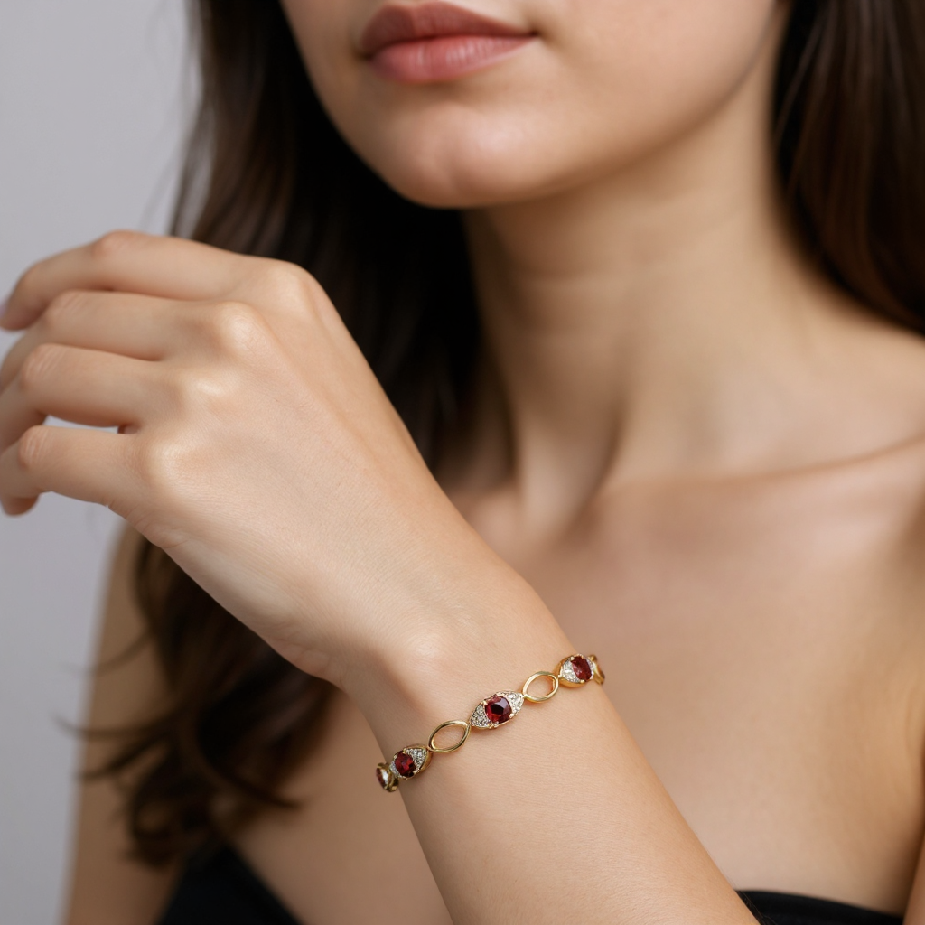Golden Garnet Radiance Bracelet