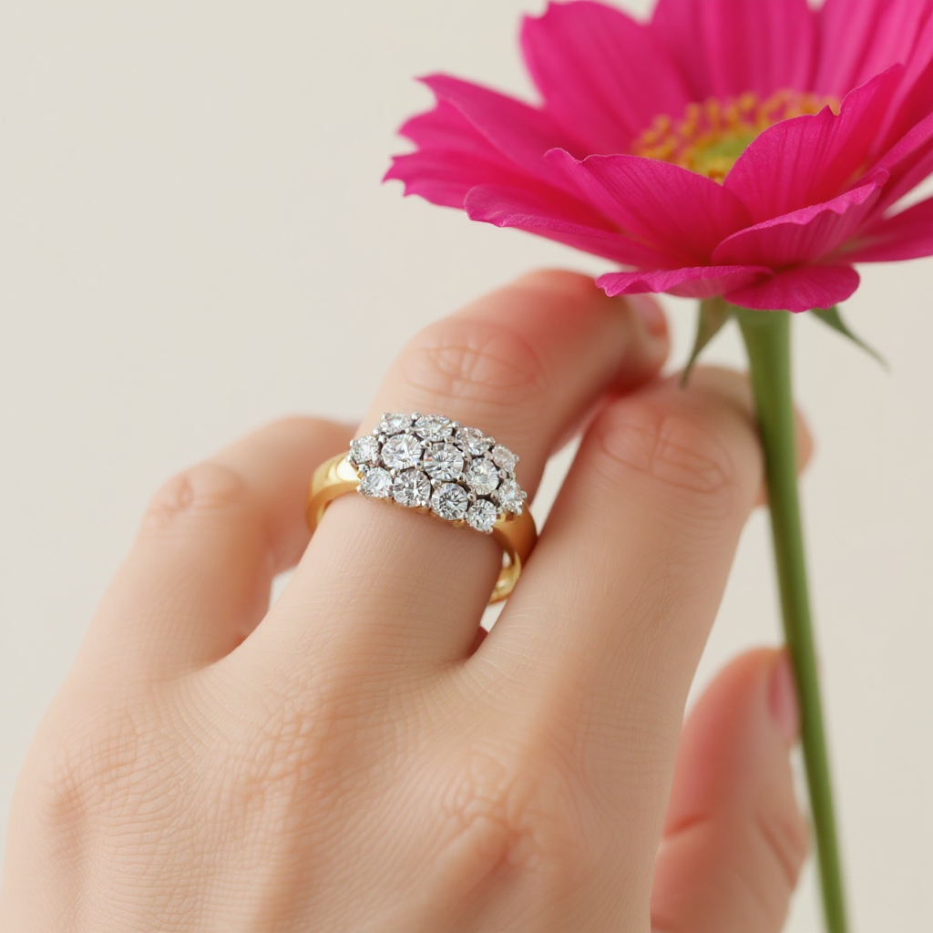 Brilliant Diamond Sterling Silver Ring