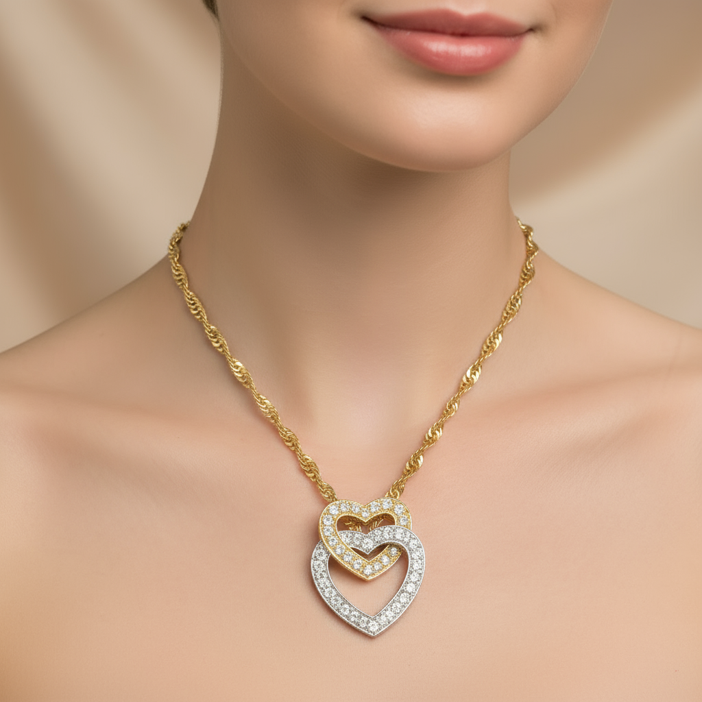 Stunning Diamond Two-Tone Gold Necklace