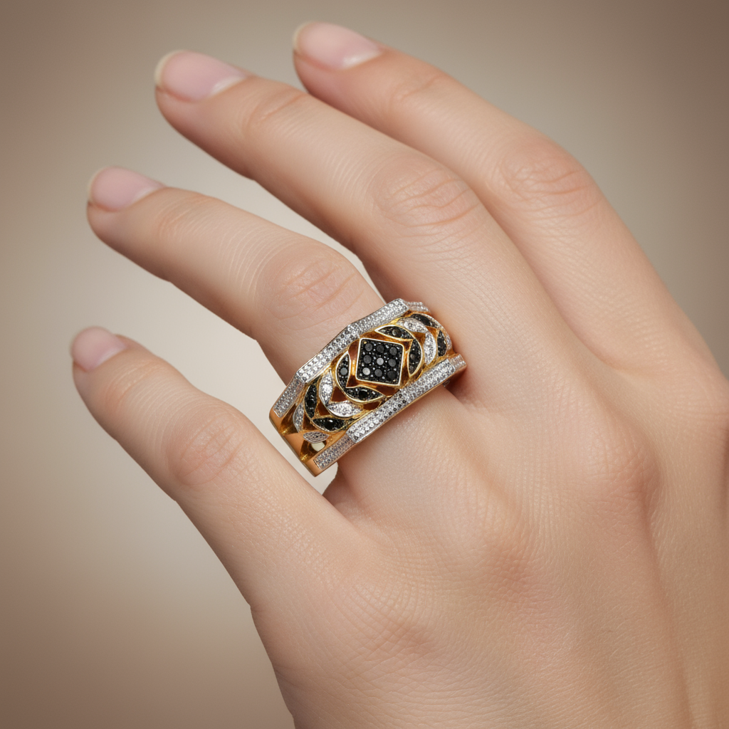 Elegant Diamond Band Ring in Yellow Gold