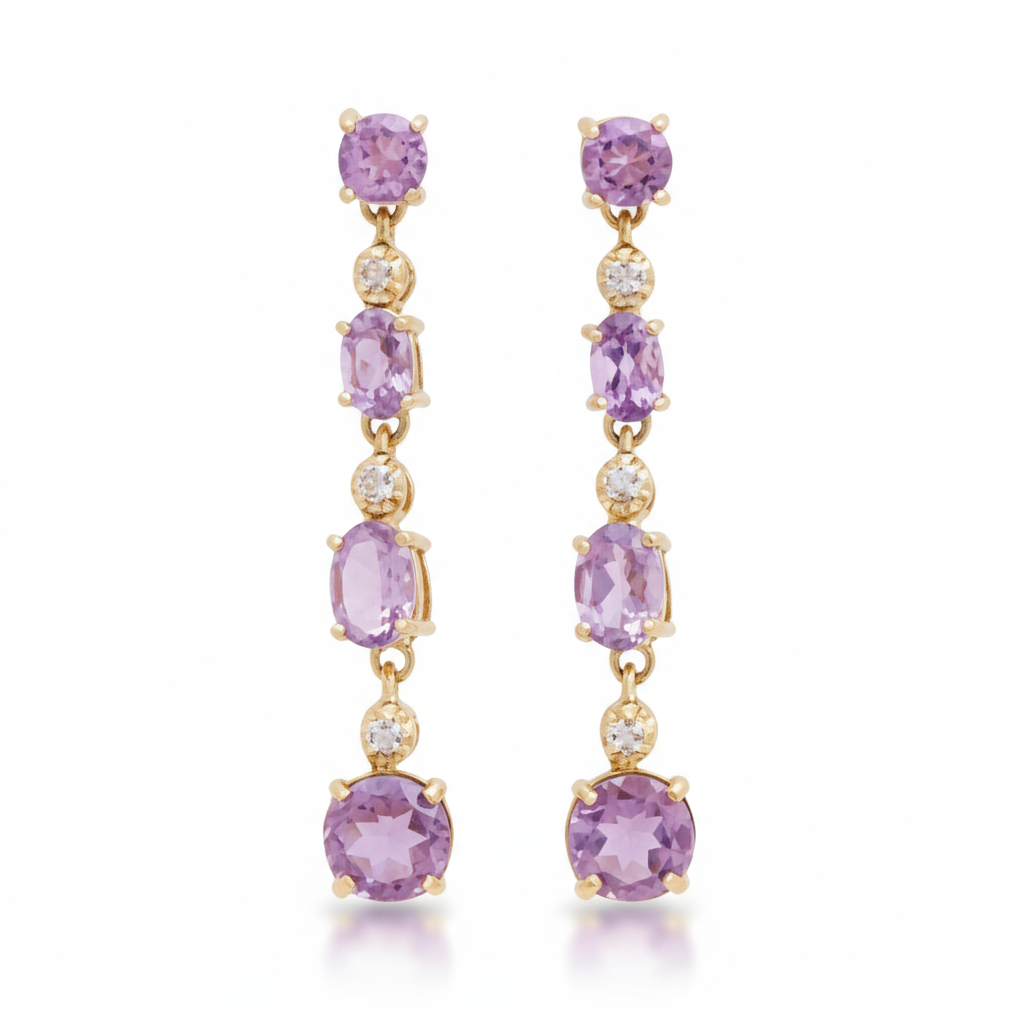 Amethyst Cascade Free Fall Earrings