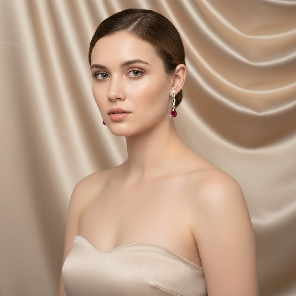 Radiant Ruby & Diamond Teardrop Earrings