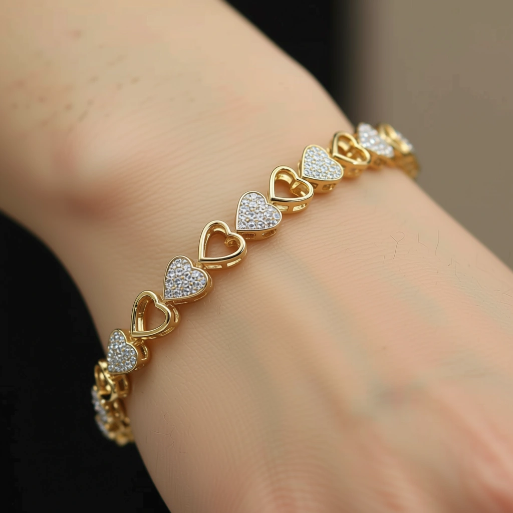 Golden Heart Diamond Bracelet