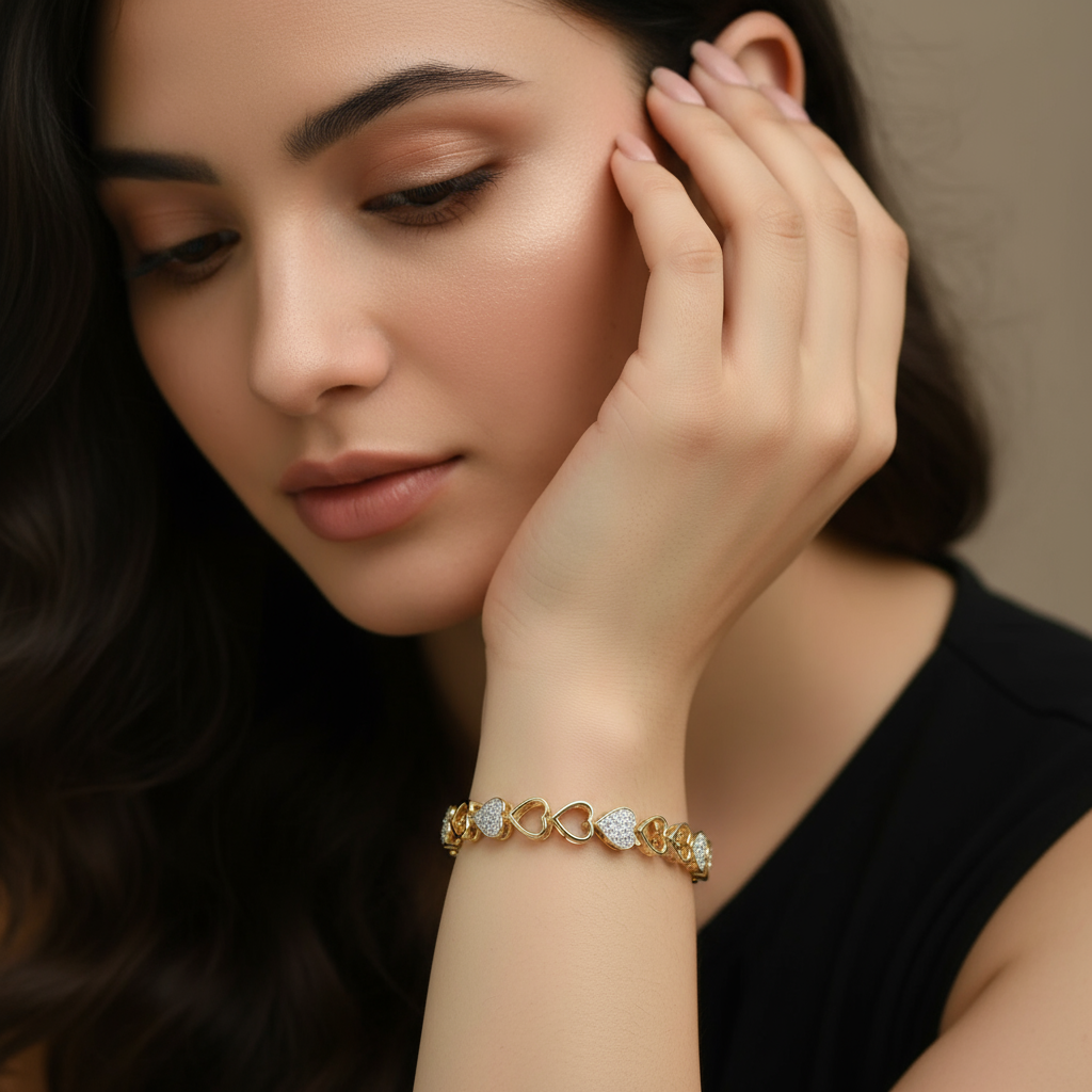 Golden Heart Diamond Bracelet