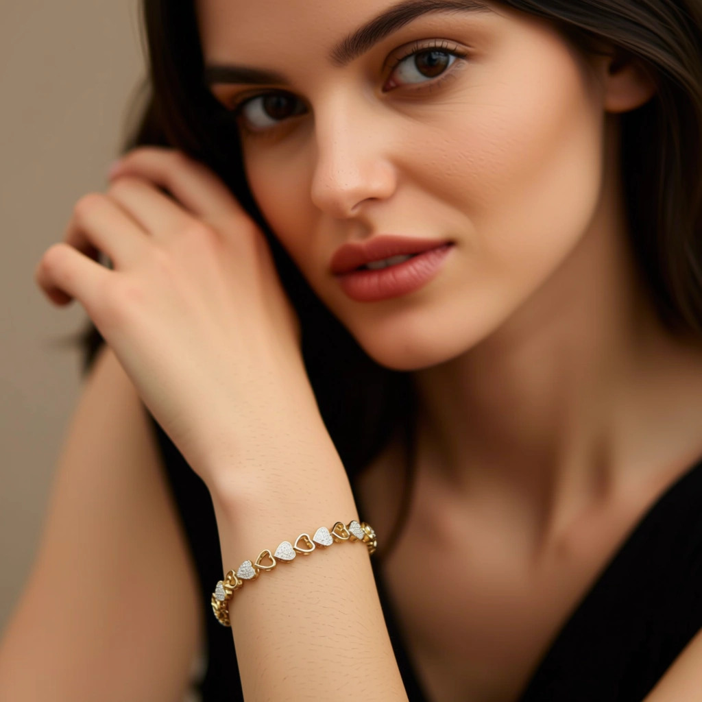 Golden Heart Diamond Bracelet