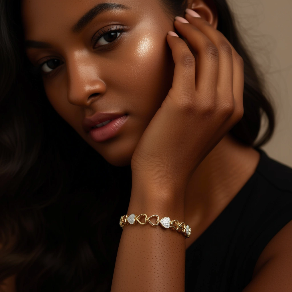 Golden Heart Diamond Bracelet