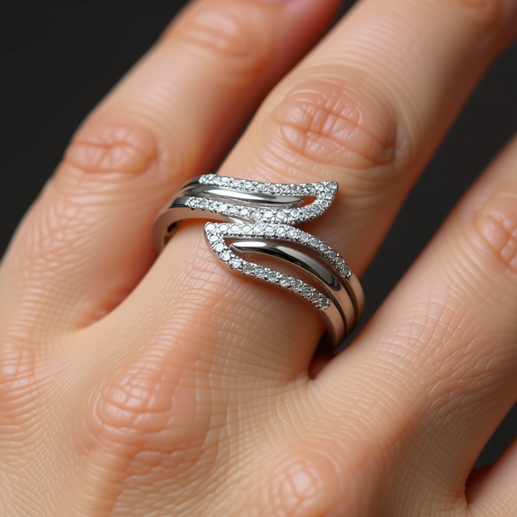 Radiant Diamond Rhodium Ring