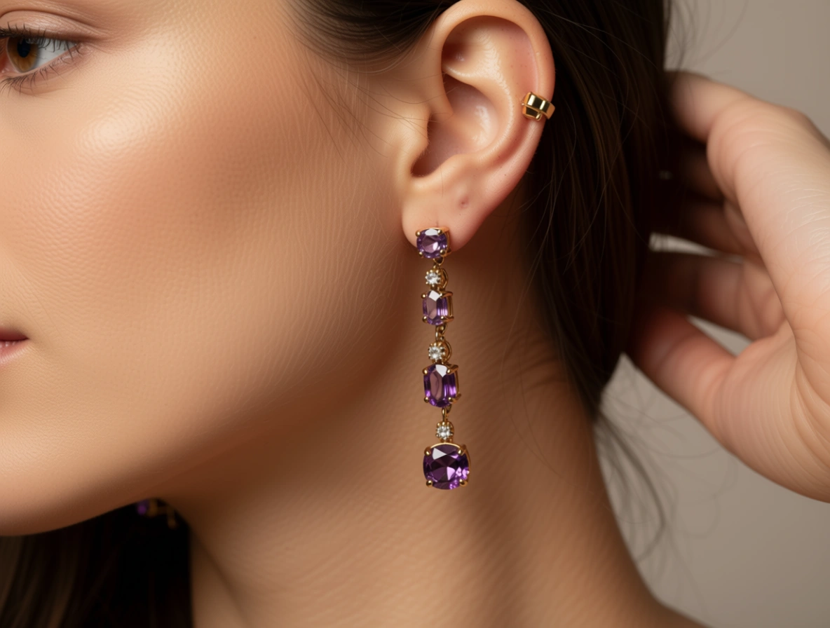 Amethyst Cascade Free Fall Earrings