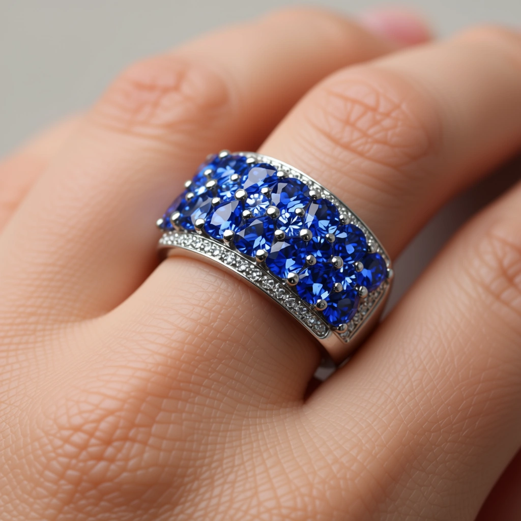 Gorgeous Tanzanite White Gold Rhodium Ring