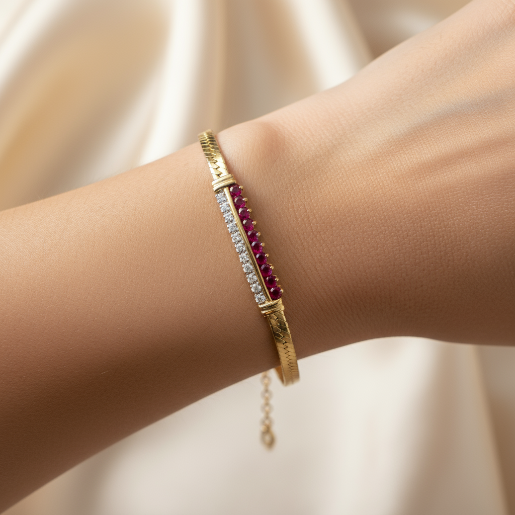 Radiant Ruby Diamond Bracelet