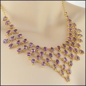 Royal Amethyst Statement Necklace – 18K Yellow Gold Over Sterling Silver (18”)